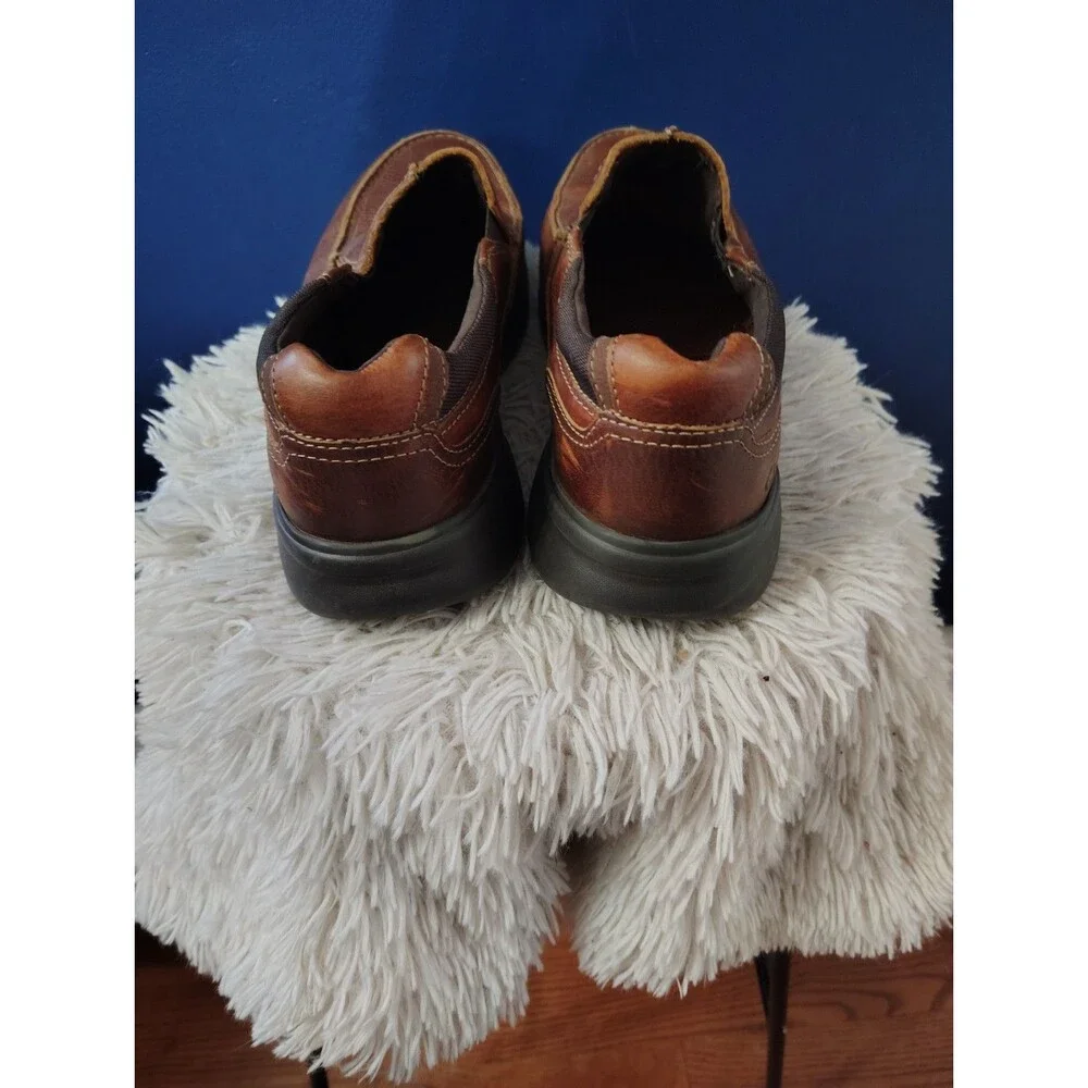Clarks Men's Tumbled Brown Leather Loafers Size 11 Shoes